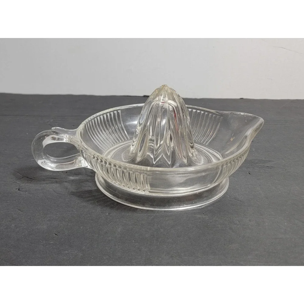 Vintage Glass Juicer Reamer Clear Pressed Orange Lemon Citrus Squeezer